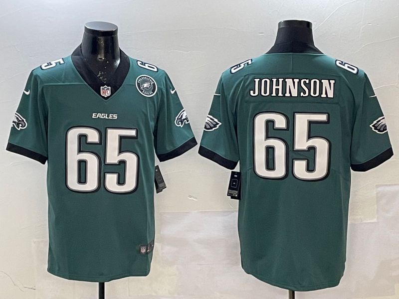 Men Philadelphia Eagles 65 Johnson Green Second generation 2025 Nike Limited NFL Jersey style 4